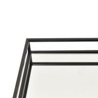 Shaya Rectangular Tray, Gallery Frame w Rails, Glass, Black Metal 16 Inch-BM353424