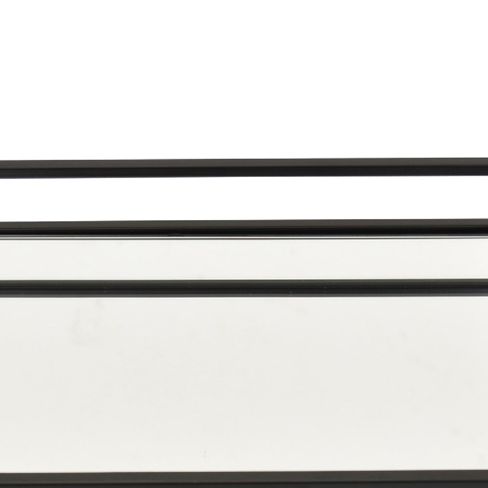 Shaya Rectangular Tray, Gallery Frame w Rails, Glass, Black Metal 16 Inch-BM353424