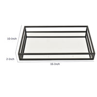 Shaya Rectangular Tray, Gallery Frame w Rails, Glass, Black Metal 16 Inch-BM353424