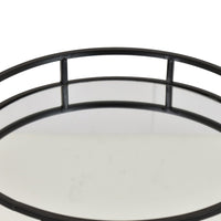 Shaya Round Tray, Gallery Frame w Rails, Glass, Black Metal 15 Inch-BM353425