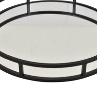 Shaya Round Tray, Gallery Frame w Rails, Glass, Black Metal 15 Inch-BM353425