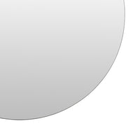 Decorative Wall Mirror, 20 Inch Round Frameless, Brown Faux Leather Strap-BM353426