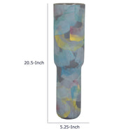 Riya Decorative Vase, Abstract Watercolor Art, Blue Ceramic 21 Inch-BM353428