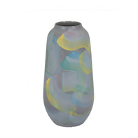 Riya Decorative Vase, Abstract Watercolor Art, Blue Ceramic 14 Inch-BM353429