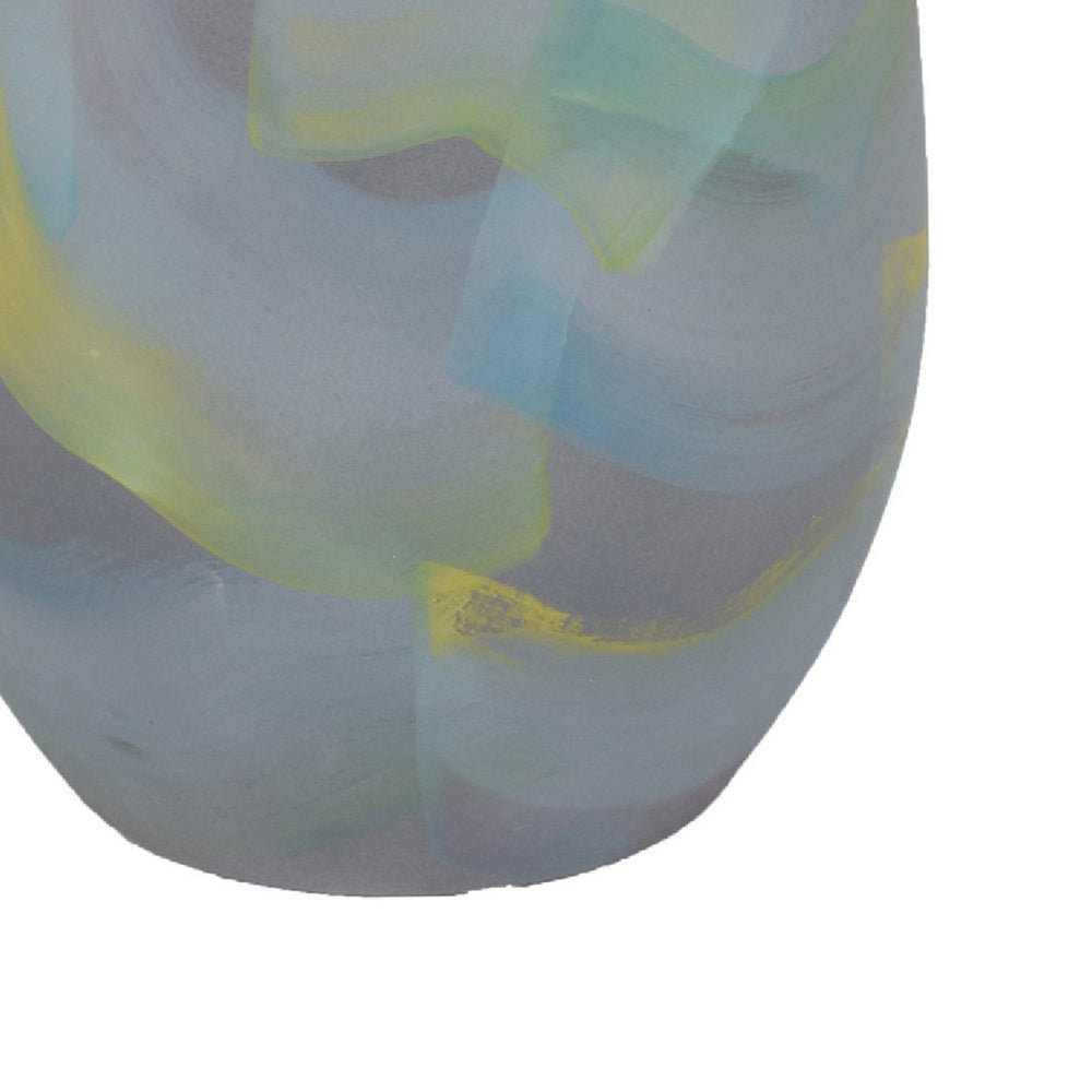Riya Decorative Vase, Abstract Watercolor Art, Blue Ceramic 14 Inch-BM353429