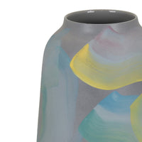 Riya Decorative Vase, Abstract Watercolor Art, Blue Ceramic 14 Inch-BM353429