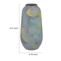 Riya Decorative Vase, Abstract Watercolor Art, Blue Ceramic 14 Inch-BM353429