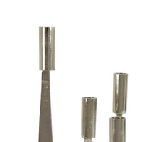 5 Arm Candle Holder, Asymmetrical Geometric Style, Silver Metal 16 Inch  - BM353430