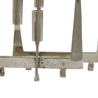 5 Arm Candle Holder, Asymmetrical Geometric Style, Silver Metal 16 Inch  - BM353430