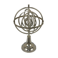 Tabletop Decor, Armillary Sphere w Globe, Polished Silver Metal 15 Inch-BM353431
