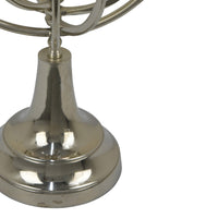 Tabletop Decor, Armillary Sphere w Globe, Polished Silver Metal 15 Inch-BM353431