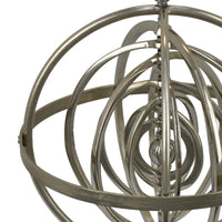 Tabletop Decor, Armillary Sphere w Globe, Polished Silver Metal 15 Inch-BM353431