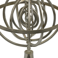 Tabletop Decor, Armillary Sphere w Globe, Polished Silver Metal 15 Inch-BM353431