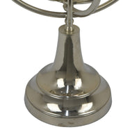Tabletop Decor, Armillary Sphere w Globe, Polished Silver Metal 15 Inch-BM353431