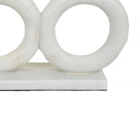 Hara Geometric Link Sculpture, 3 Circle Rings, White Marble 11 Inch-BM353432