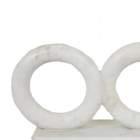 Hara Geometric Link Sculpture, 3 Circle Rings, White Marble 11 Inch-BM353432