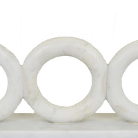 Hara Geometric Link Sculpture, 3 Circle Rings, White Marble 11 Inch-BM353432