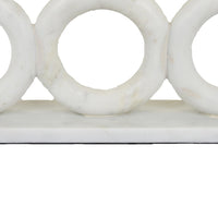 Hara Geometric Link Sculpture, 3 Circle Rings, White Marble 11 Inch-BM353432