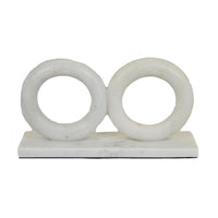 Hara Geometric Link Sculpture, 2 Circle Rings, White Marble 8 Inch-BM353433
