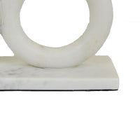Hara Geometric Link Sculpture, 2 Circle Rings, White Marble 8 Inch-BM353433