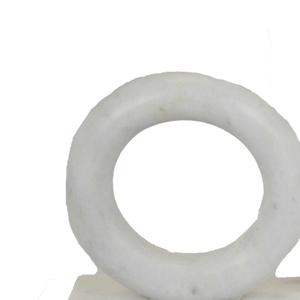 Hara Geometric Link Sculpture, 2 Circle Rings, White Marble 8 Inch-BM353433