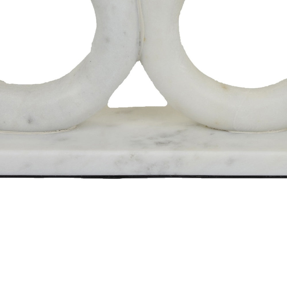 Hara Geometric Link Sculpture, 2 Circle Rings, White Marble 8 Inch-BM353433