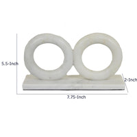 Hara Geometric Link Sculpture, 2 Circle Rings, White Marble 8 Inch-BM353433