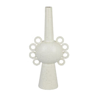 Orin Multi-Tier Sculptural Vase, Loop Handles White Speckled Ceramic 18 Inch-BM353434