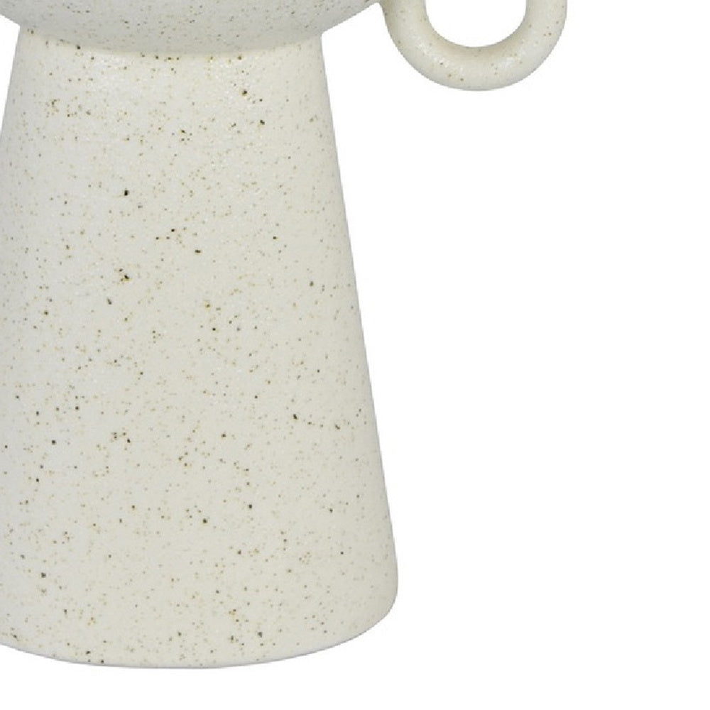 Orin Multi-Tier Sculptural Vase, Loop Handles White Speckled Ceramic 18 Inch-BM353434