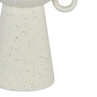Orin Multi-Tier Sculptural Vase, Loop Handles White Speckled Ceramic 18 Inch-BM353434