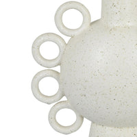 Orin Multi-Tier Sculptural Vase, Loop Handles White Speckled Ceramic 18 Inch-BM353434