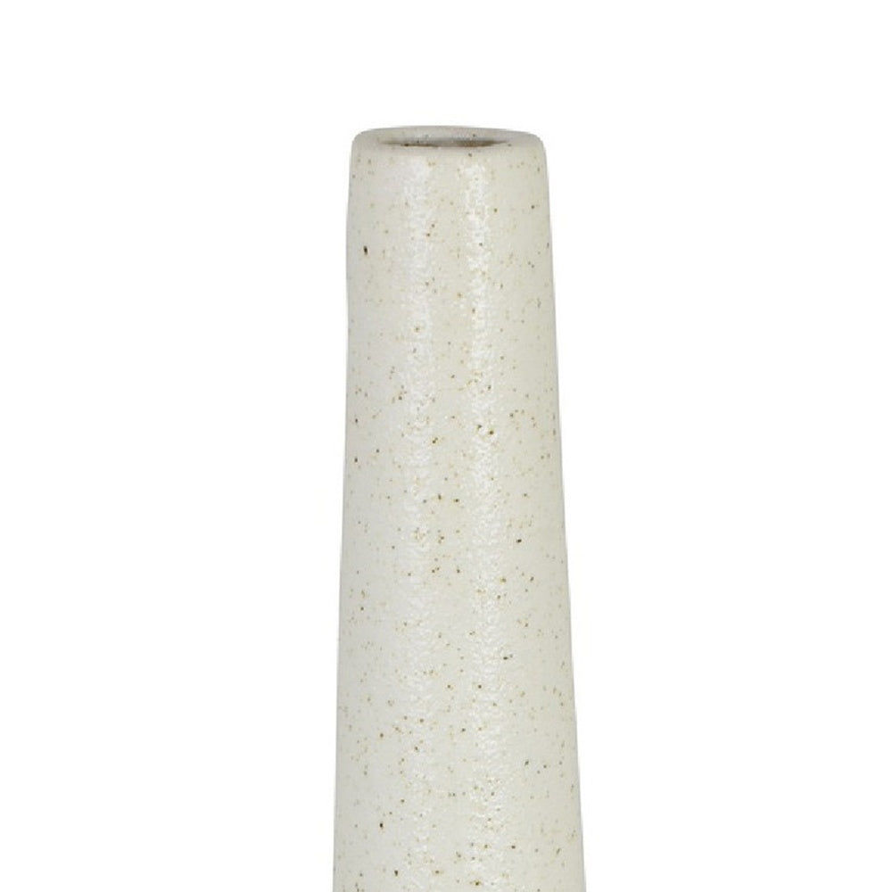 Orin Multi-Tier Sculptural Vase, Loop Handles White Speckled Ceramic 18 Inch-BM353434