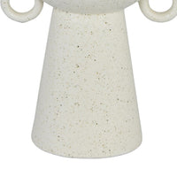 Orin Multi-Tier Sculptural Vase, Loop Handles White Speckled Ceramic 18 Inch-BM353434