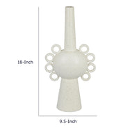 Orin Multi-Tier Sculptural Vase, Loop Handles White Speckled Ceramic 18 Inch-BM353434