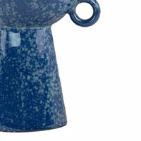 Orin Multi-Tier Sculptural Vase, Loop Handles Blue Speckled Ceramic 18 Inch-BM353435