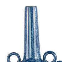 Orin Multi-Tier Sculptural Vase, Loop Handles Blue Speckled Ceramic 18 Inch-BM353435