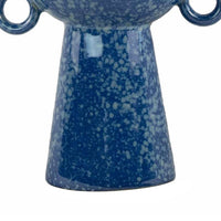 Orin Multi-Tier Sculptural Vase, Loop Handles Blue Speckled Ceramic 18 Inch-BM353435