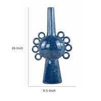 Orin Multi-Tier Sculptural Vase, Loop Handles Blue Speckled Ceramic 18 Inch-BM353435
