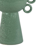 Orin Multi-Tier Sculptural Vase, Loop Handles Green Speckled Ceramic 18 Inch-BM353436