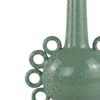 Orin Multi-Tier Sculptural Vase, Loop Handles Green Speckled Ceramic 18 Inch-BM353436