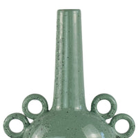 Orin Multi-Tier Sculptural Vase, Loop Handles Green Speckled Ceramic 18 Inch-BM353436