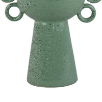 Orin Multi-Tier Sculptural Vase, Loop Handles Green Speckled Ceramic 18 Inch-BM353436