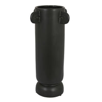 Dere Capsule Vase, Lug Handles, Pedestal, Matte Black Ceramic 16 Inch-BM353437