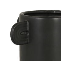 Dere Capsule Vase, Lug Handles, Pedestal, Matte Black Ceramic 16 Inch-BM353437