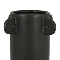 Dere Capsule Vase, Lug Handles, Pedestal, Matte Black Ceramic 16 Inch-BM353437