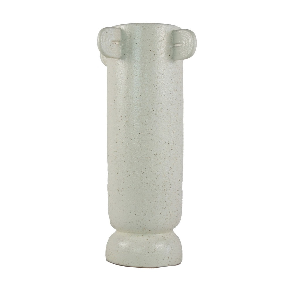 Dere Capsule Vase, Lug Handles, Pedestal, Matte White Ceramic 16 Inch-BM353438