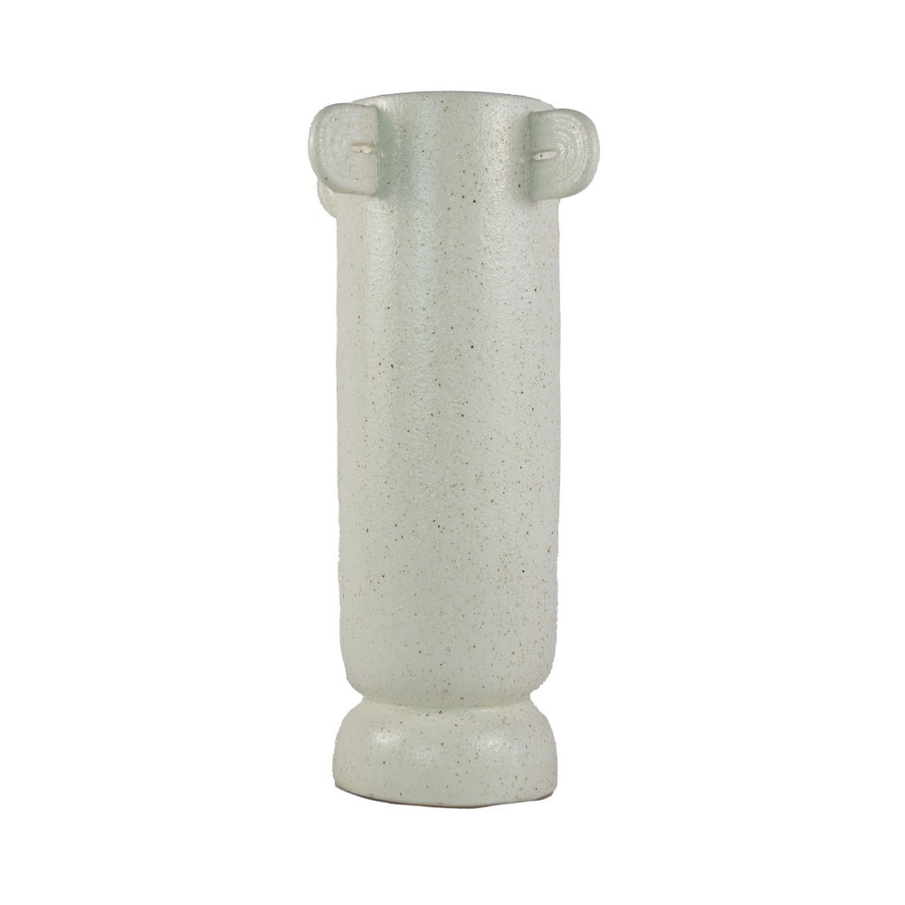 Dere Capsule Vase, Lug Handles, Pedestal, Matte White Ceramic 16 Inch-BM353438