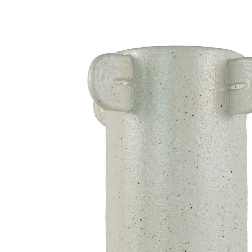 Dere Capsule Vase, Lug Handles, Pedestal, Matte White Ceramic 16 Inch-BM353438