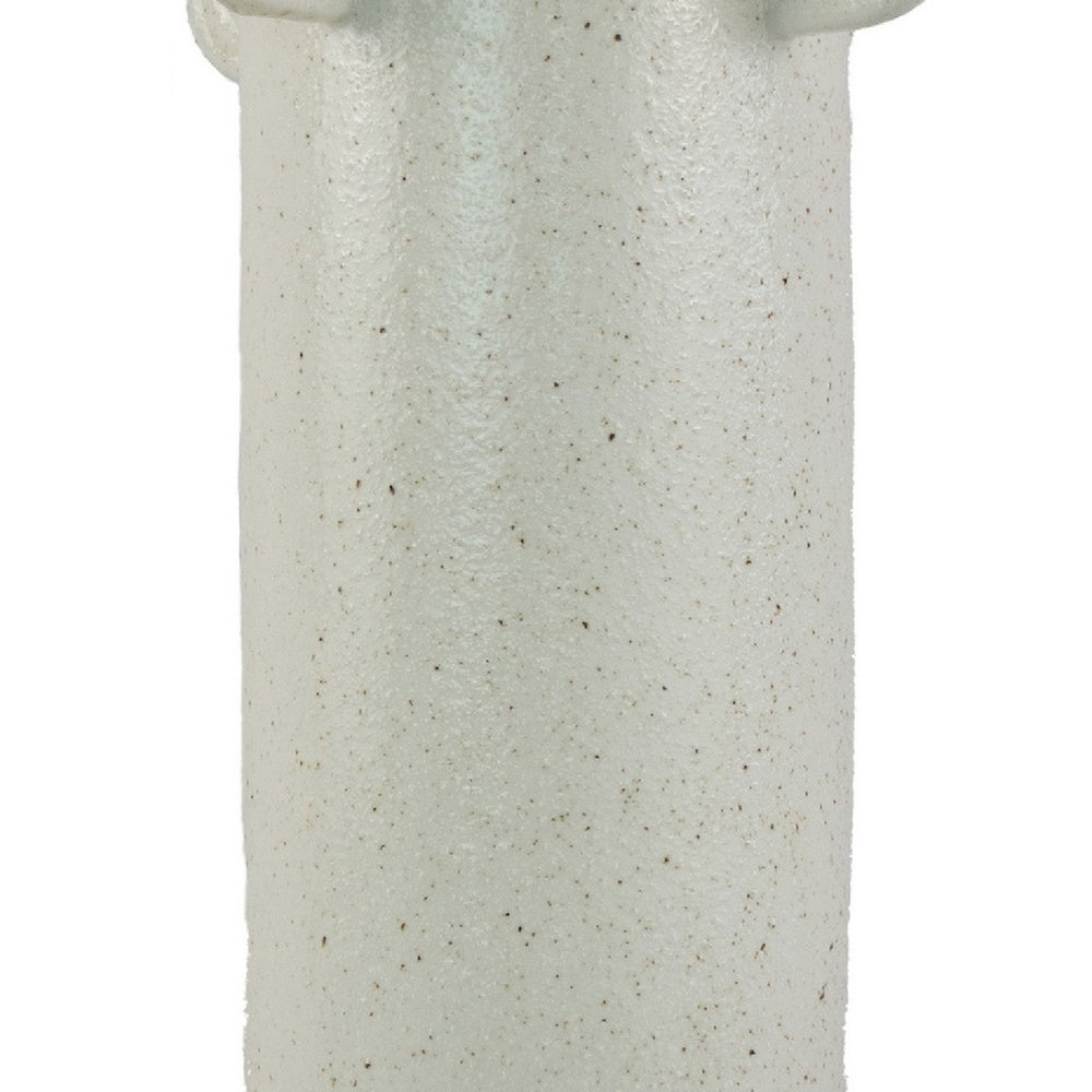 Dere Capsule Vase, Lug Handles, Pedestal, Matte White Ceramic 16 Inch-BM353438
