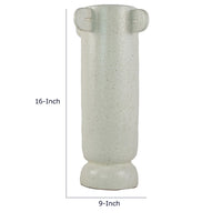 Dere Capsule Vase, Lug Handles, Pedestal, Matte White Ceramic 16 Inch-BM353438